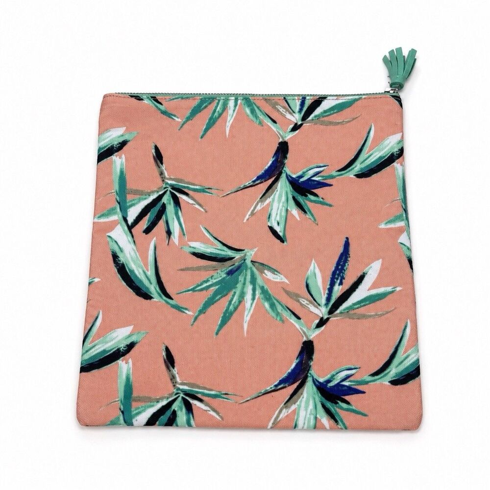 RACHEL PALLY Reversible Clutch Purse Paradise Tropical Mint Coral Fold Over Bag